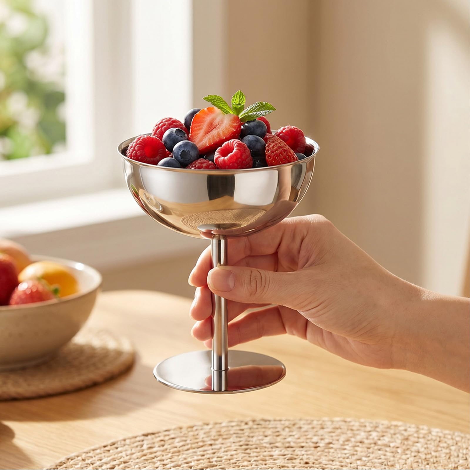 Operitacx 4 coppette da dessert in acciaio inox, 250 ml, calici da dessert per matrimoni, parfait, mousse, altezza 11,4 cm, ciotole moderne per composta, ideali per San, compleanni e anniversari.