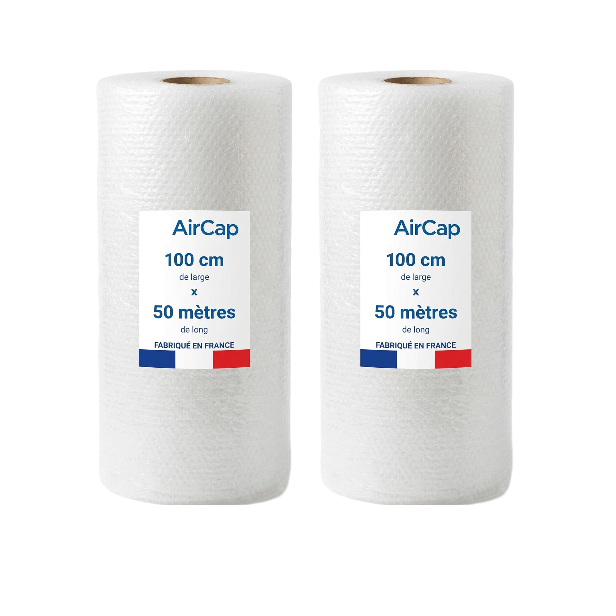Jeco - lot de 2 rouleaux film papier bulles 100cm x 50m Aircap tri-couche avec film barrière gain de place recyclable