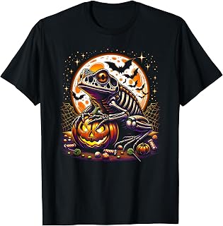Halloween Toad Frog Skeleton Spooky Pumpkin Jack o Lantern T-Shirt