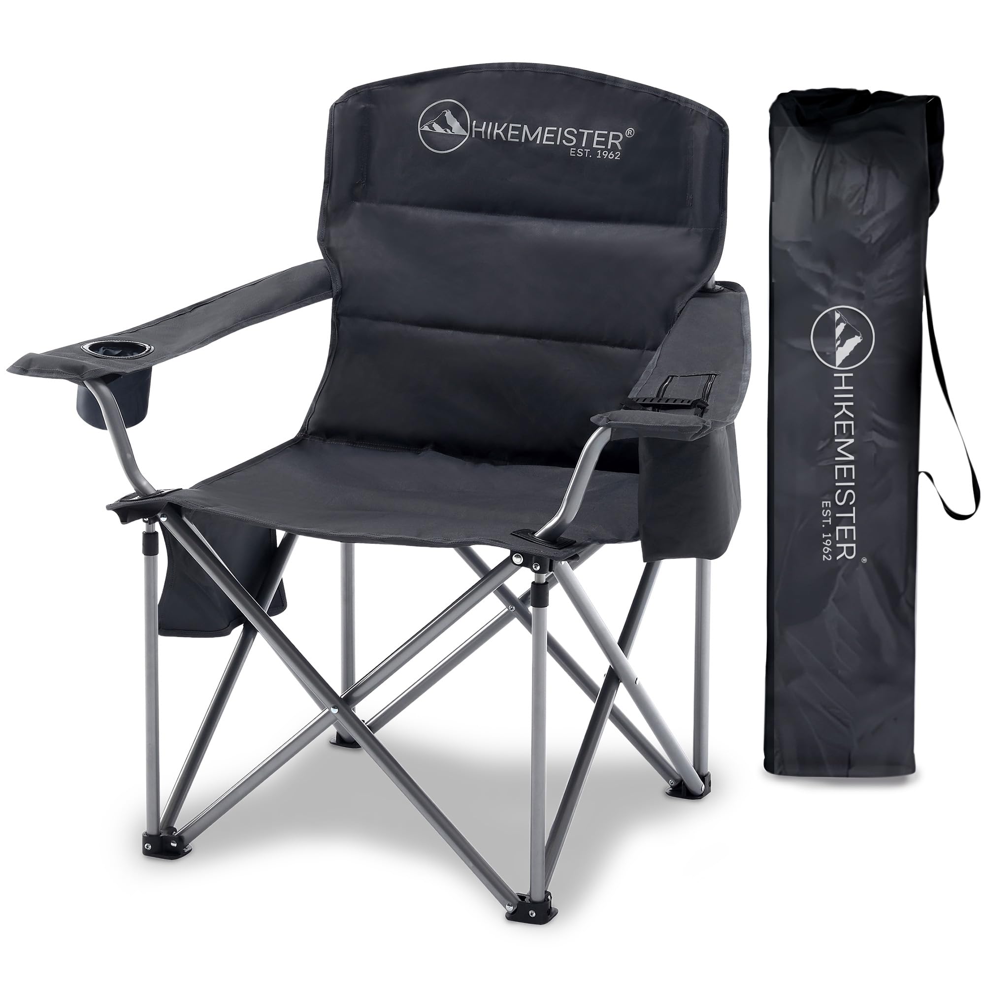Chaise De Camping Pliable Tectake Rembourrée Avec Sac De Transport, Noir (neuf)