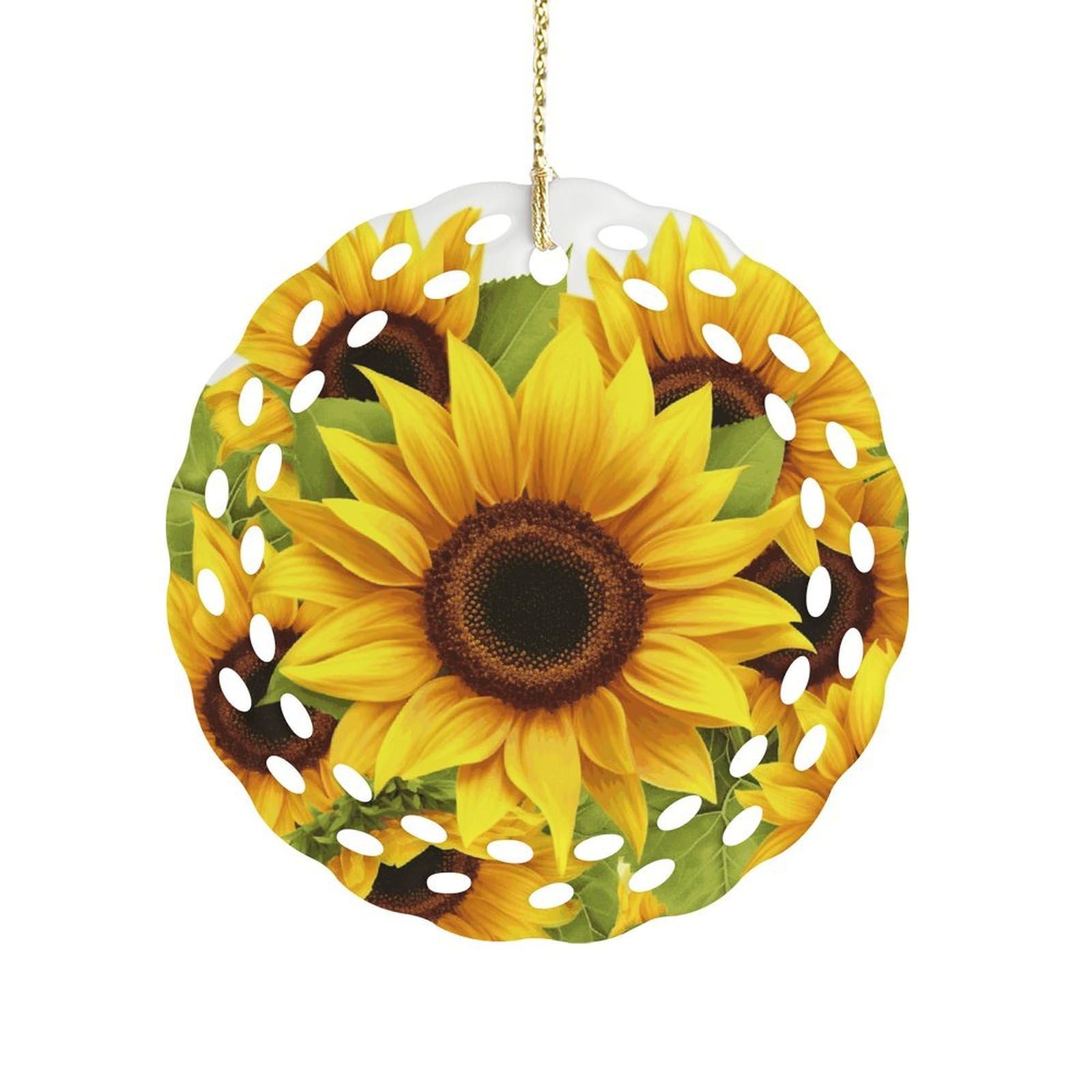 Wsoihfec Style Sunflowerhanging Ornaments For Tree- Christmas Ornaments,Home Decor | Housewarming Gifts,Ceramic Keepsake For Family, Friends