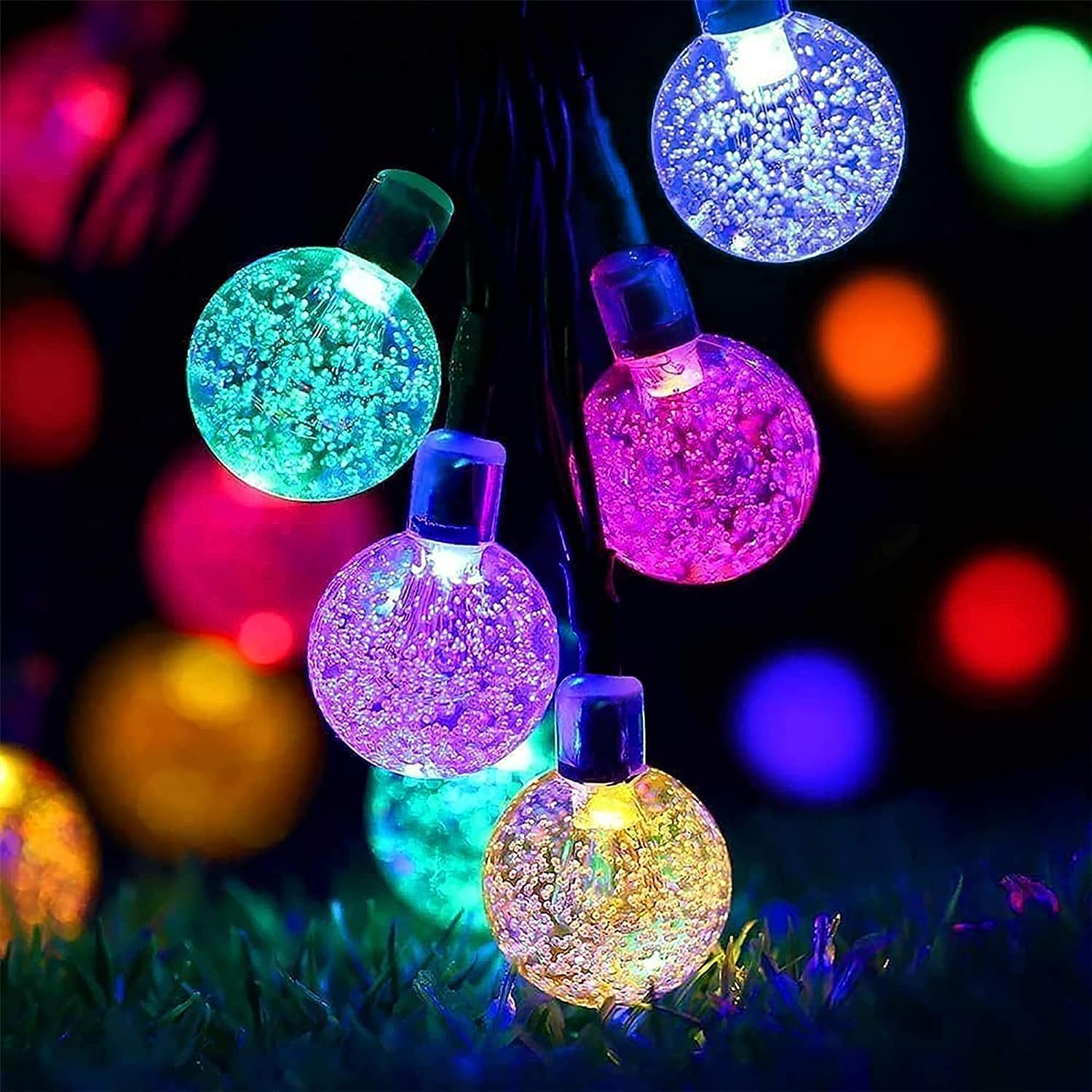Solar String Lights Outdoor 50Led 24Feet with 8 Lighting Modes, Waterproof Crystal Globe Solar Powered Patio Lights for Outside Garden Yard Home Party Decor (Multicolor)-image-41