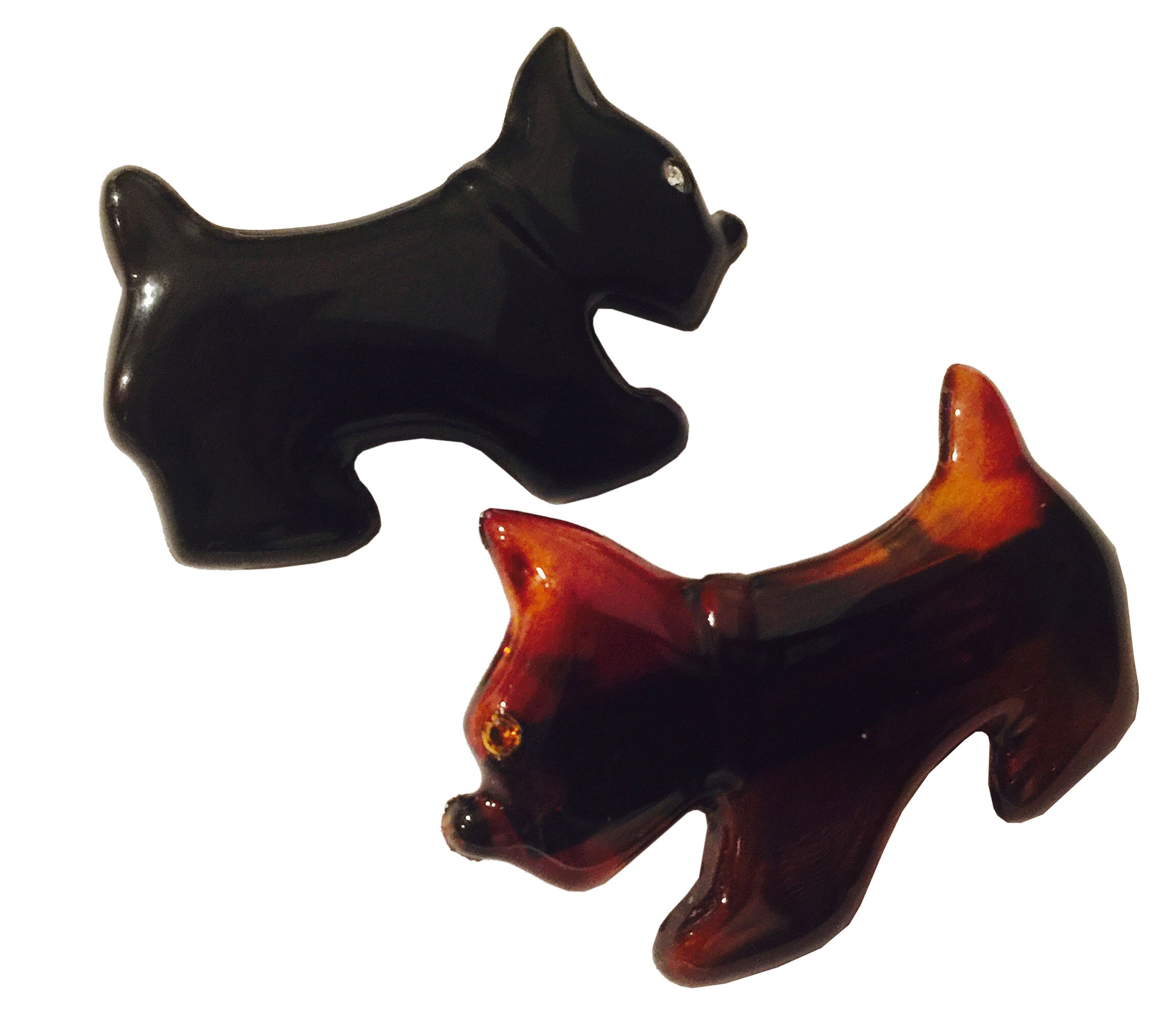Parcelona French Dog Black and Tortoise Shell Brown Small Set of 2 Celluloid Acetate Automatic Hair Clip Barrettes