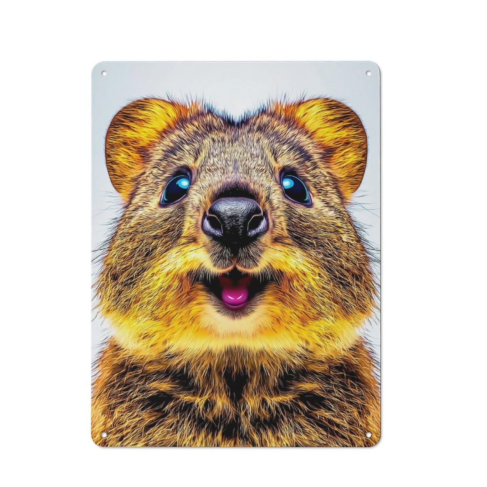 Junmoney Curious Quokka Close-Up Vintage Tin Wall Plaque 40X30cm For Café Or Restaurant, A Decorative Christmas Gift For Café Owners And Decorators