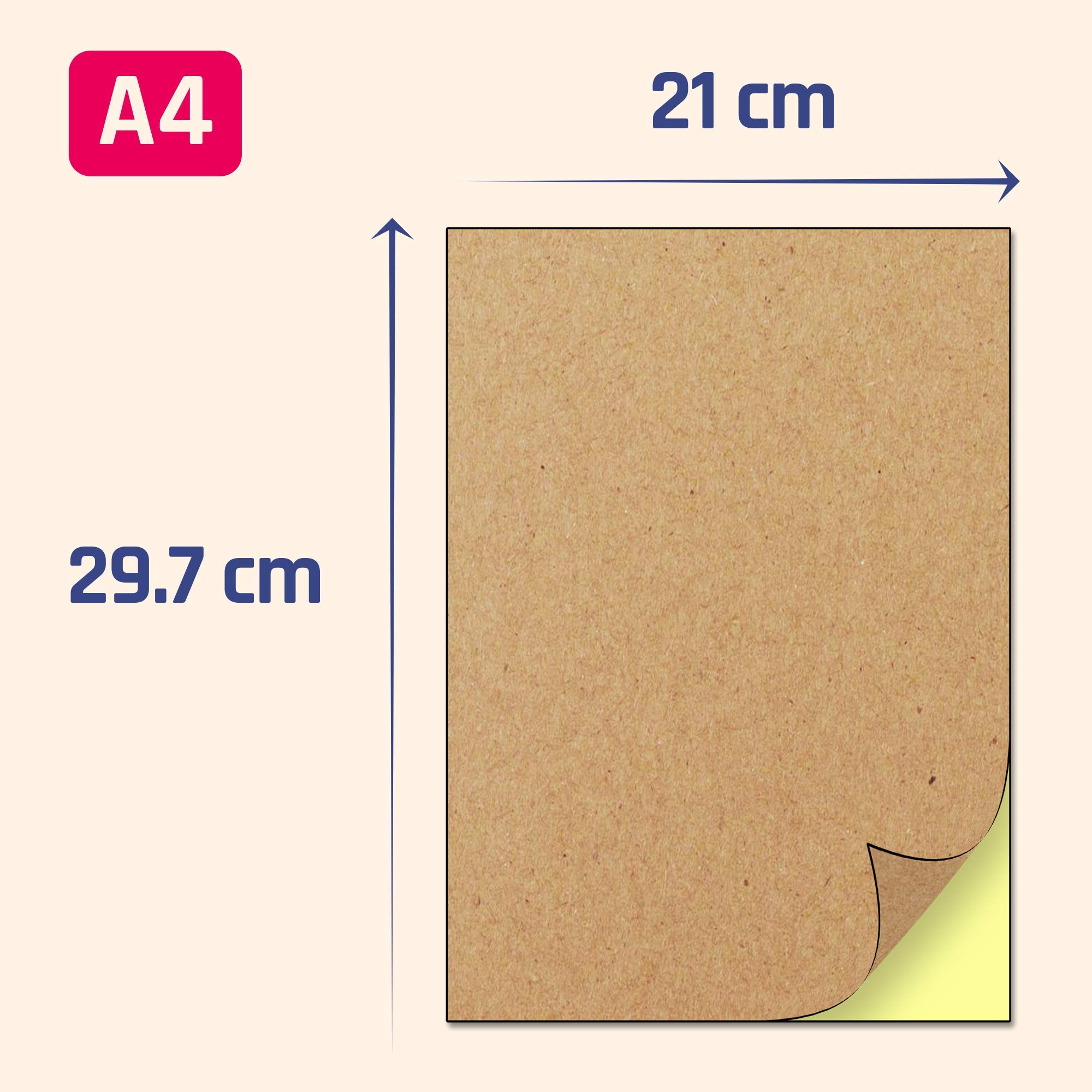 50 Arkuszy - A4 Kraft Brown Naklejki Papierowe Arkusze Etykiet, Druk Laserowy/Atramentowy