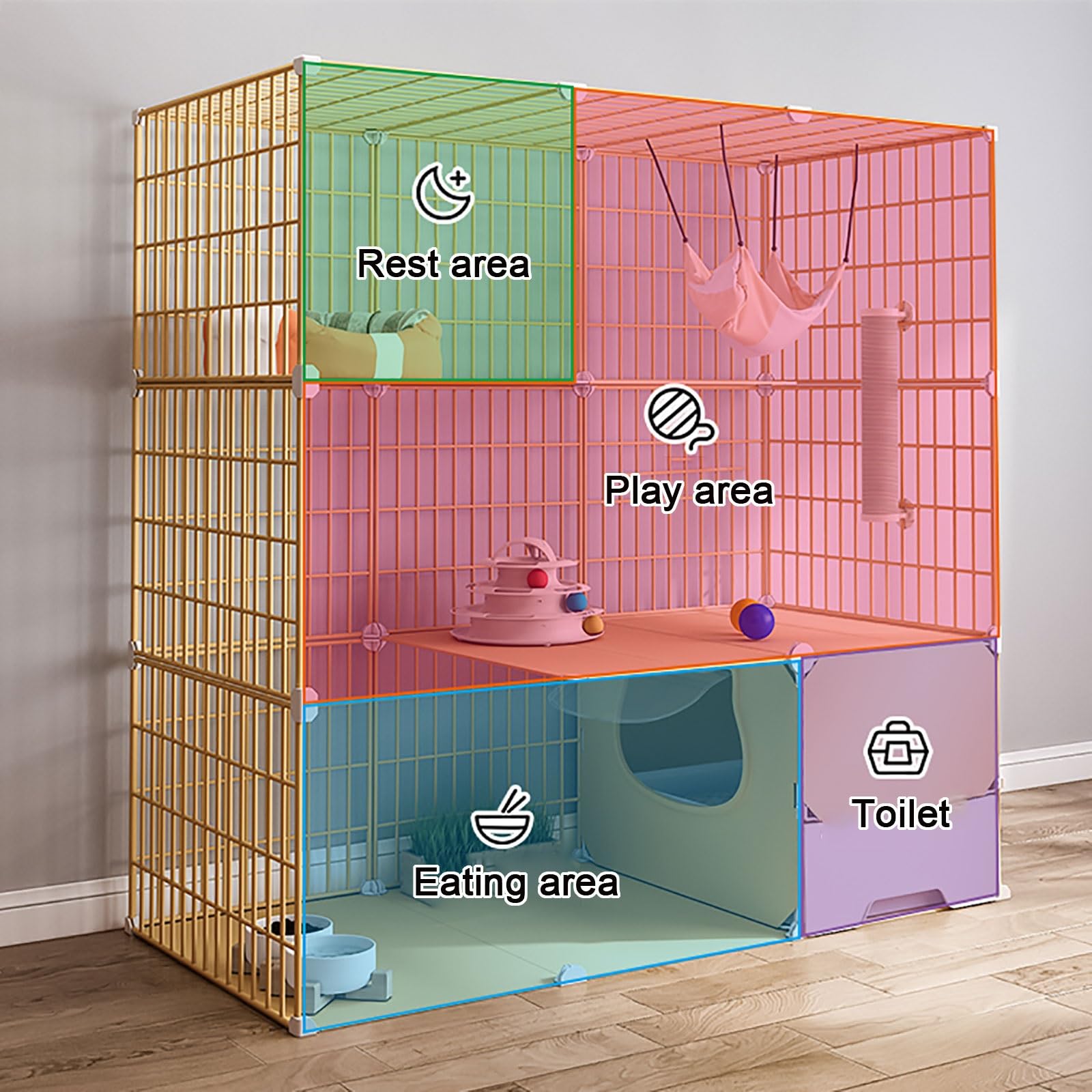 Gabbie per Gatti da Interno Fai da Te per Gatti, Cuccia per Gatti, recinto per Animali Domestici, Cuccia per Gatti, Gabbia in Metallo Staccabile per Piccoli Animali, per Piccoli Animali Dome
