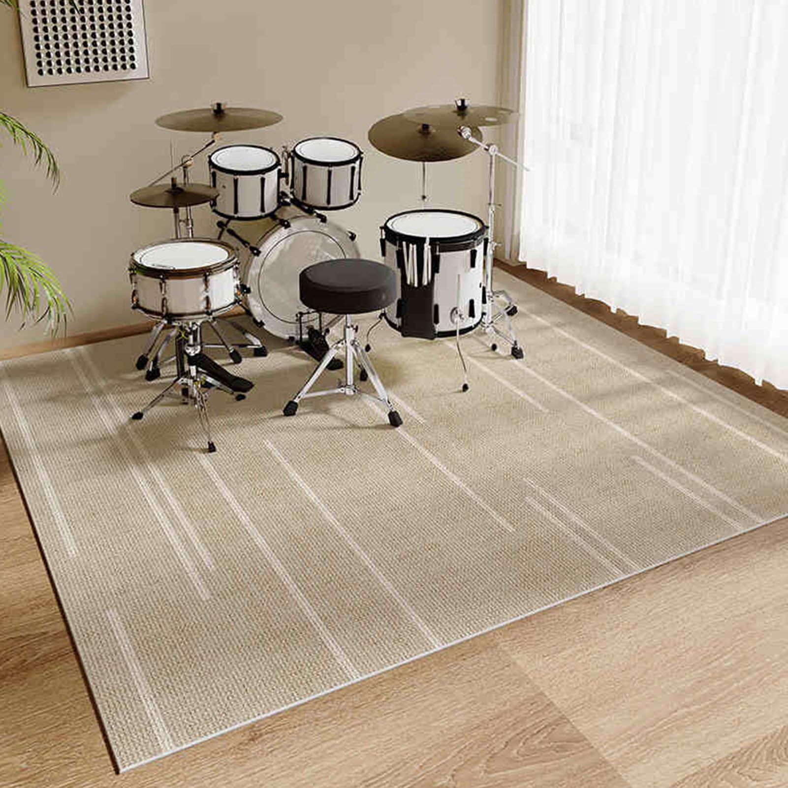 Profesjonalny dźwiękoszczelny dywanik perkusyjny 180 x 140 cm, antypoślizgowy dywan do elektronicznego zestawu perkusyjnego, bębna basowego, werbla i instrumentów muzycznych, prostokątna podkładka