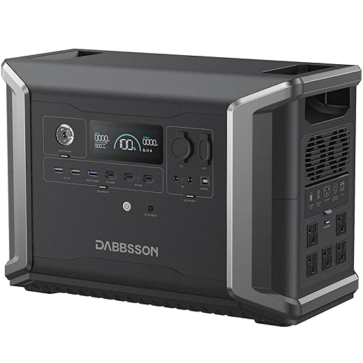 Dabbsson Portable Power Station DBS2300, 2330Wh EV Semi-solid State LiFePO4 Home Battery Backup, Max 8330Wh, 5×2200W AC Outlets, Solar Generator for Camping, Home Backup, Emergency, RV