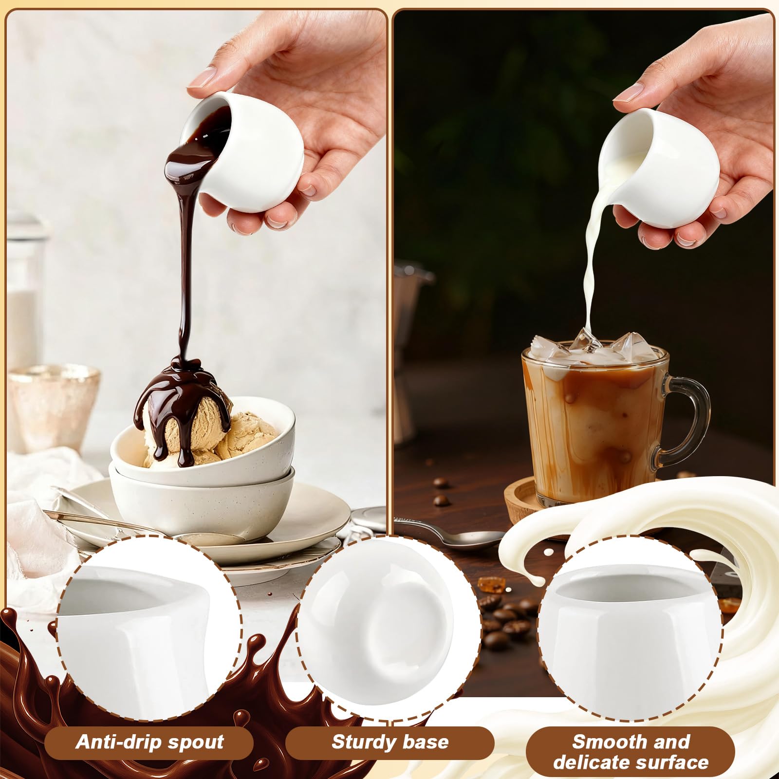 Caraffa piccola per il latte, 12 pezzi mini caraffa per salsa da 50 ml, caraffa per il latte in ceramica bianca, senza manico, adatta per panna da caffè e salse