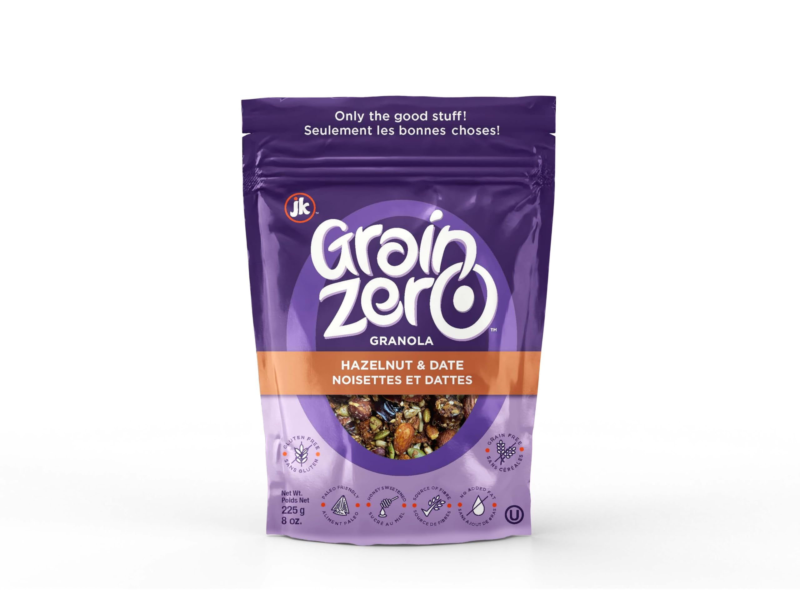 Grain Zero Granola Hazelnut & Date, Gluten Free, 8 Ounce (Pack of 1)