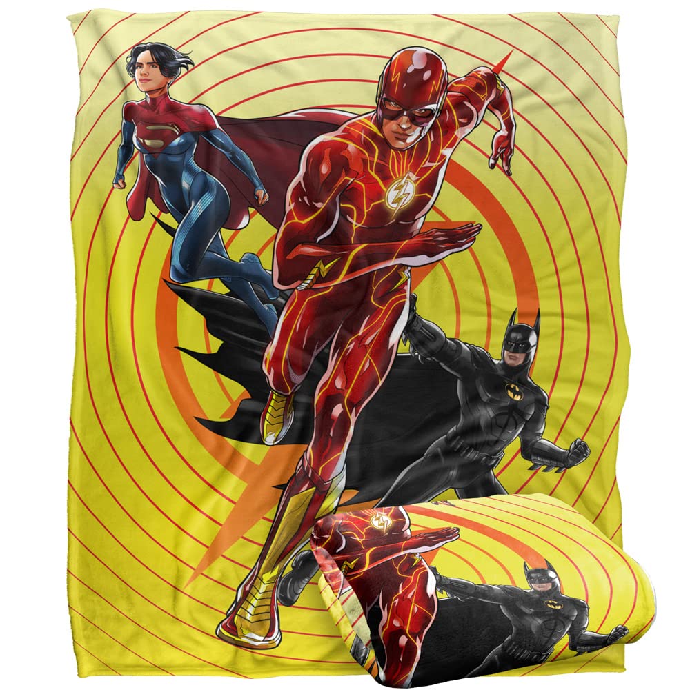FLASH The Blanket, 152 x 127 cm Batman Supergirl Team Up Silky Touch Super Soft Throw Blanket