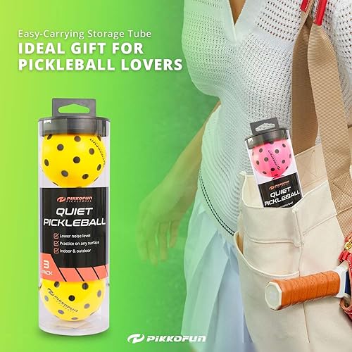 Miniatura 7 de Silent Pickleball Balls - Quiet Foam Pickleballs for Indoor and Outdoor Practice - Includes 3 Balls and Tube - 3 Pack Soft Pickleballs