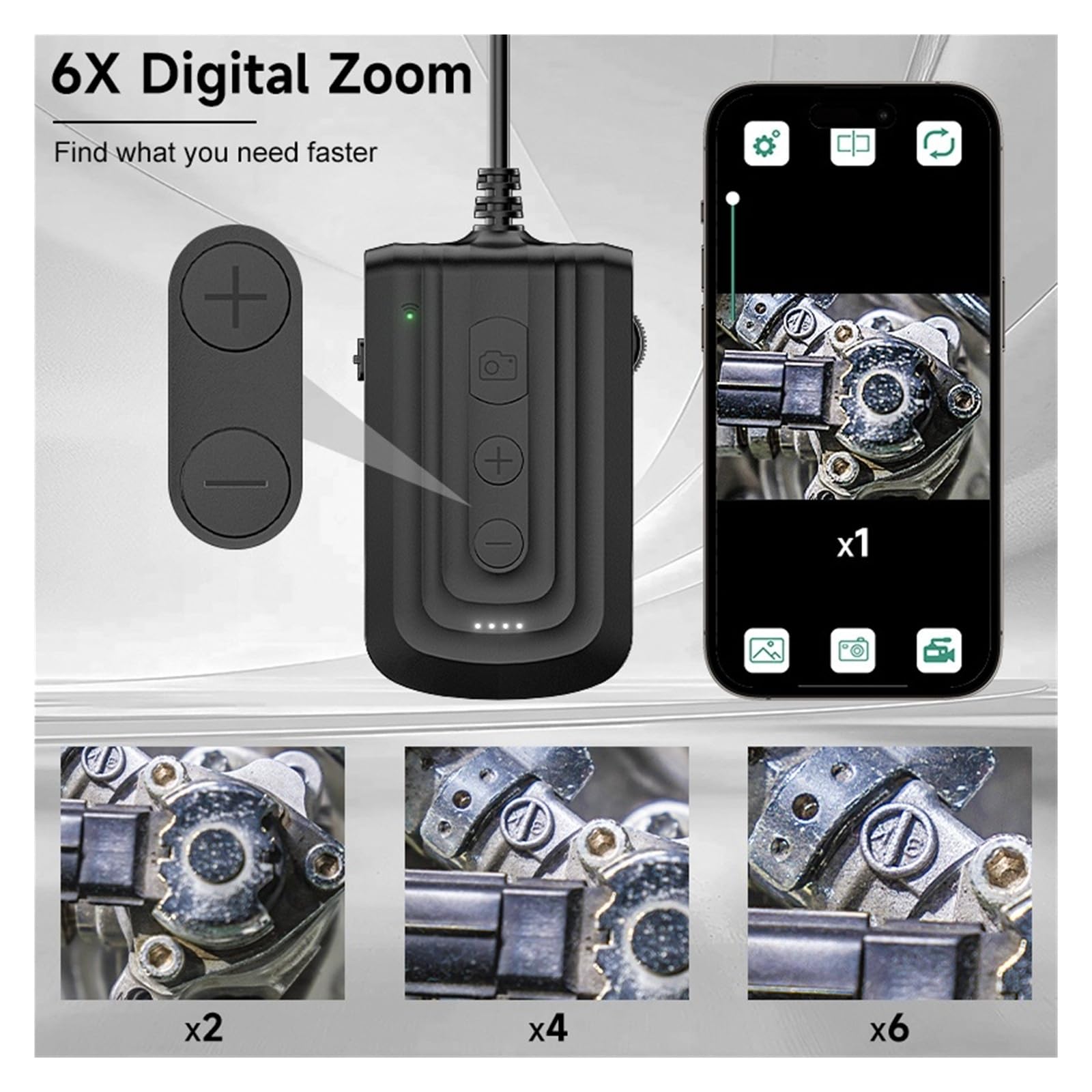 Endoskop, Bezprzewodowy endoskop Auto 8mm kamera 1920P HD inspekcyjna IP67 WiFi boroskop