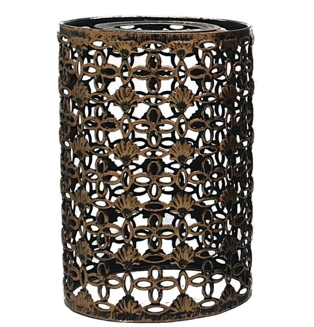 Vintage Easy Fit Wire cage Frame Open Style Pendant Light Shade Metal Cage Drum Lampshade Ceiling Pendant Lamp with Free Reducer Plate (Brushed Copper)