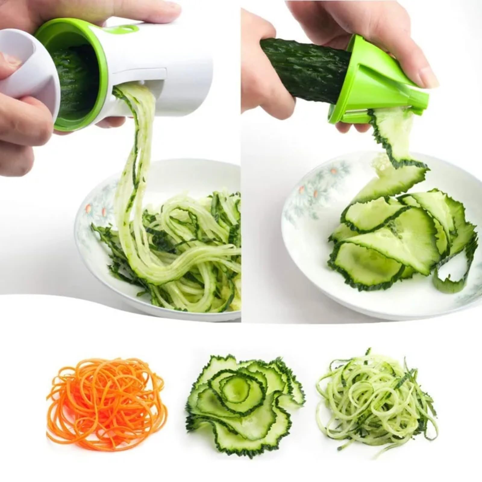 Robuster Gemüse-Spiralschneider – Zucchini-Nudelmacher, Handspiralschneider für kohlenhydratarme Nudeln, Spaghetti & Salat, Lebensmittelqualität Spiralschneider