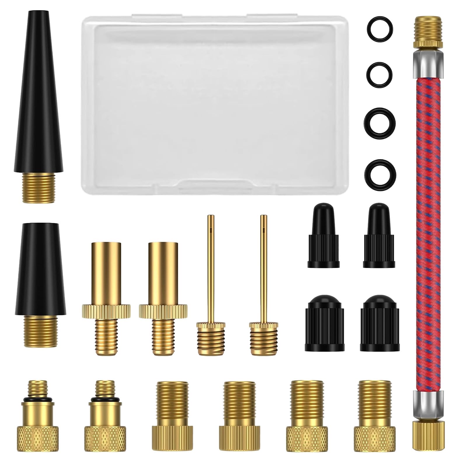 Adattatore Valvola Bici, 21 Pezzi Adattatore Valvola Presta, SV DV AV Adattatore Pompa Bici, Kit Gonfiaggio Bici, Adattatore Compressore Bici Adatto per Pneumatici per Palloncini e Cuscini D'aria