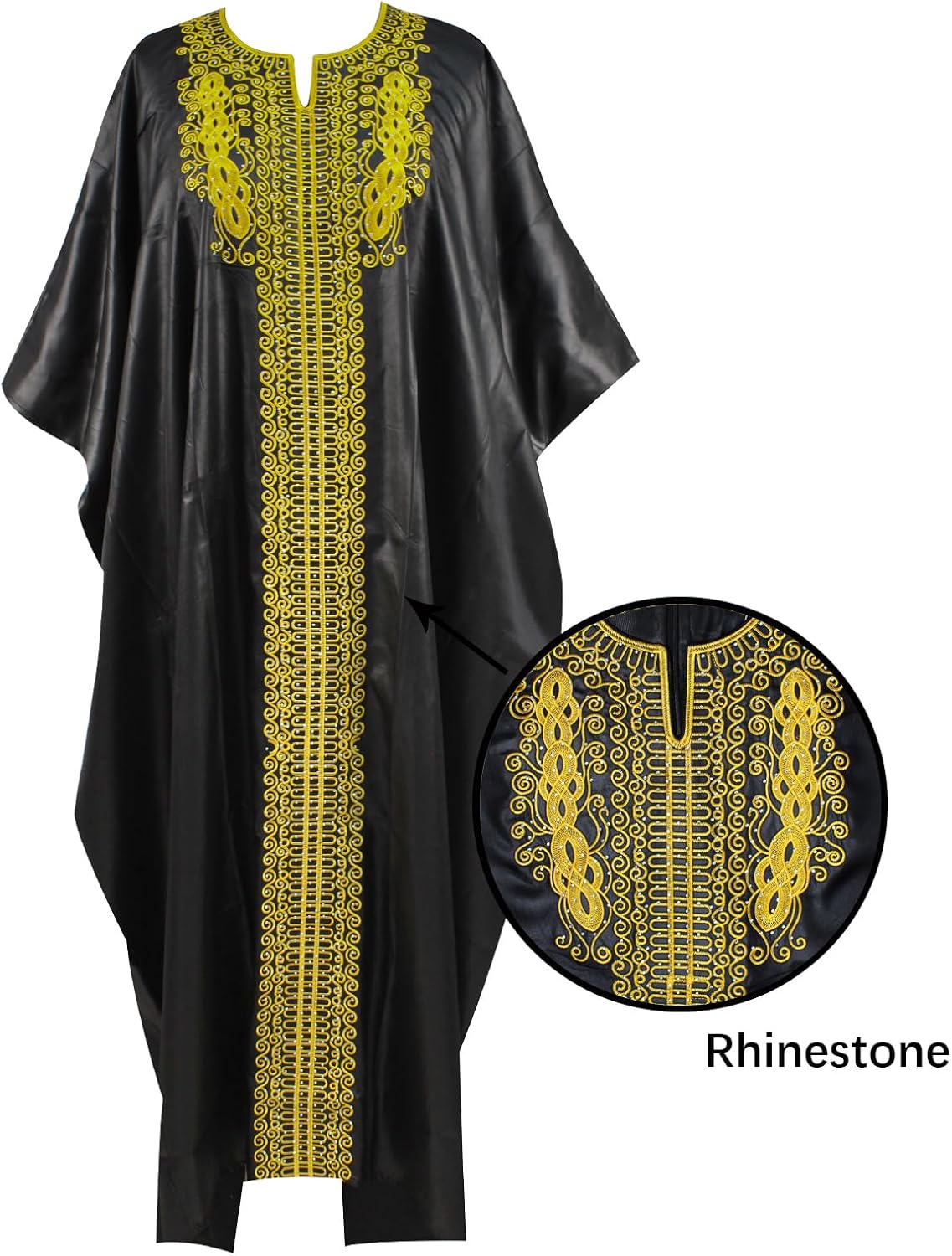 TIDOIRSA Loose African Dresses for Women,Hot Drilling Full Gown Embroidery Maxi Dress - Image 3
