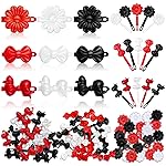 Janinka 72 Pieces Self-Hinged Plastic Barrettes - 80s/90s Retro Cartoon Hairpins in Colorful Designs for Toddlers (Black, White, Red, Classic)