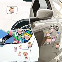 Vista 6 de 7 pares de calcomanías decorativas de dibujos animados 3D para automóvil o electrodomésticos de silicona anticolisión para espejo retrovisor, puerta