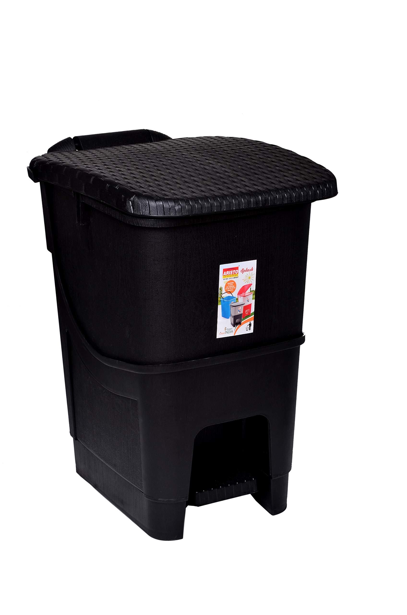 ARISTO Plastic Biomedical Waste Plastic dustbin with Step-On Pedal (Black, 25 LTR)