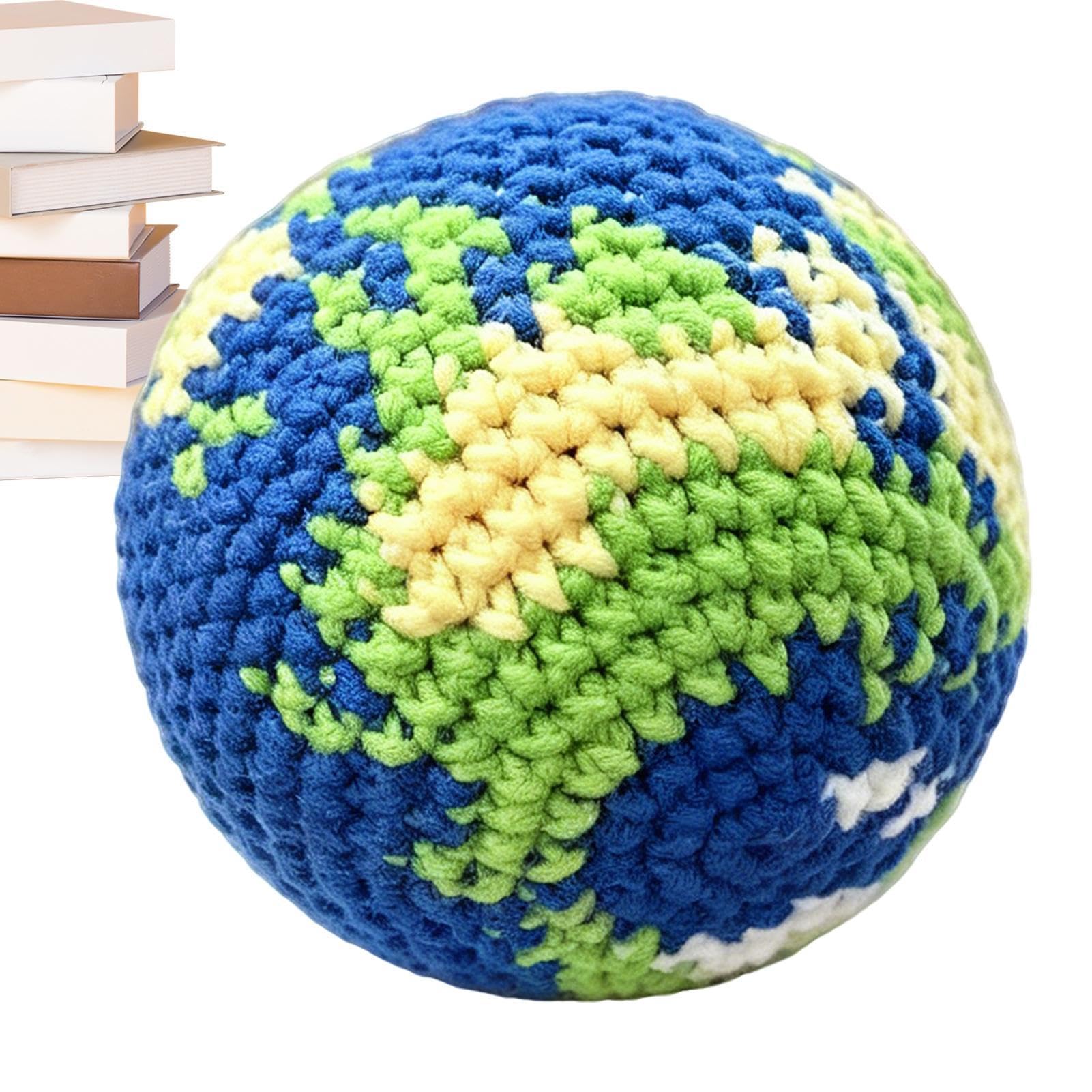 Crochet Hacky Ball | Portable Colorful Handmade Globe | Handmade Earth Kick Bag | for Adults Kids, Group Games Outdoor Sports Parties Daily Leisure Activities