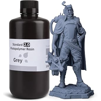 ELEGOO 3D Printer Resin 405 nm UV Hardening Standard Photopolymer Resin 2.0 for LCD 3D Printer High Precision Low Odour Grey 1000 g