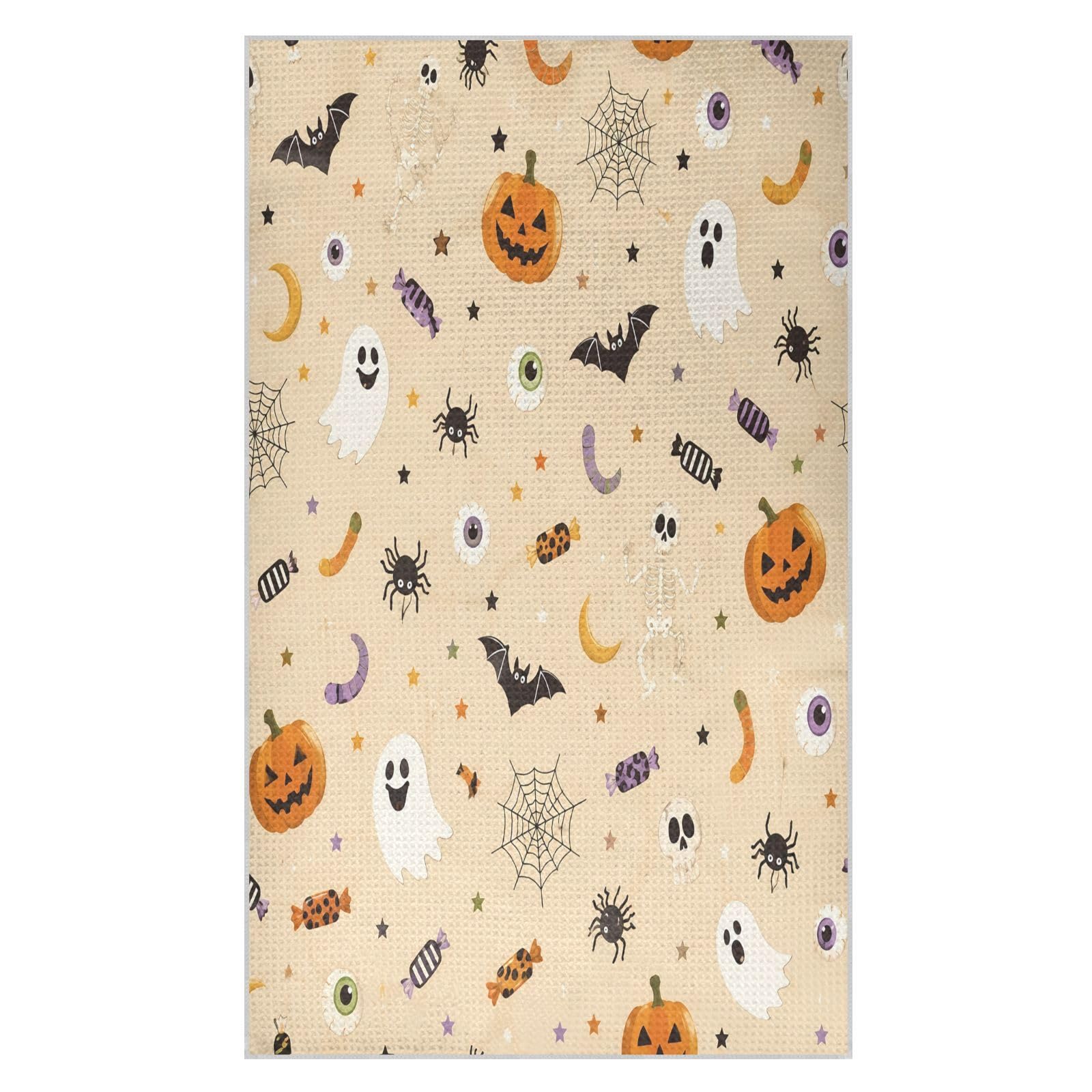 Lyeorm Candy Pumpkin Waffle Weave Kitchen Towels 18x30 Inch Soft Absorbent Microfiber Dish Cloths