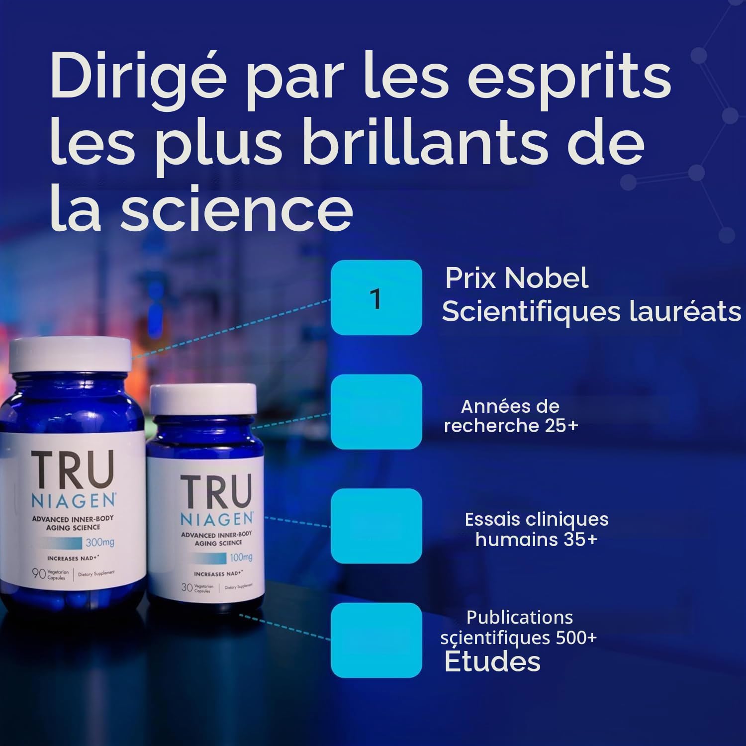 TRU NIAGEN Suppléments de NAD+ pour réduire l'épuisement et la fatigue, formule brevetée nicotinamide riboside NR (30 portions (1 x 30))
