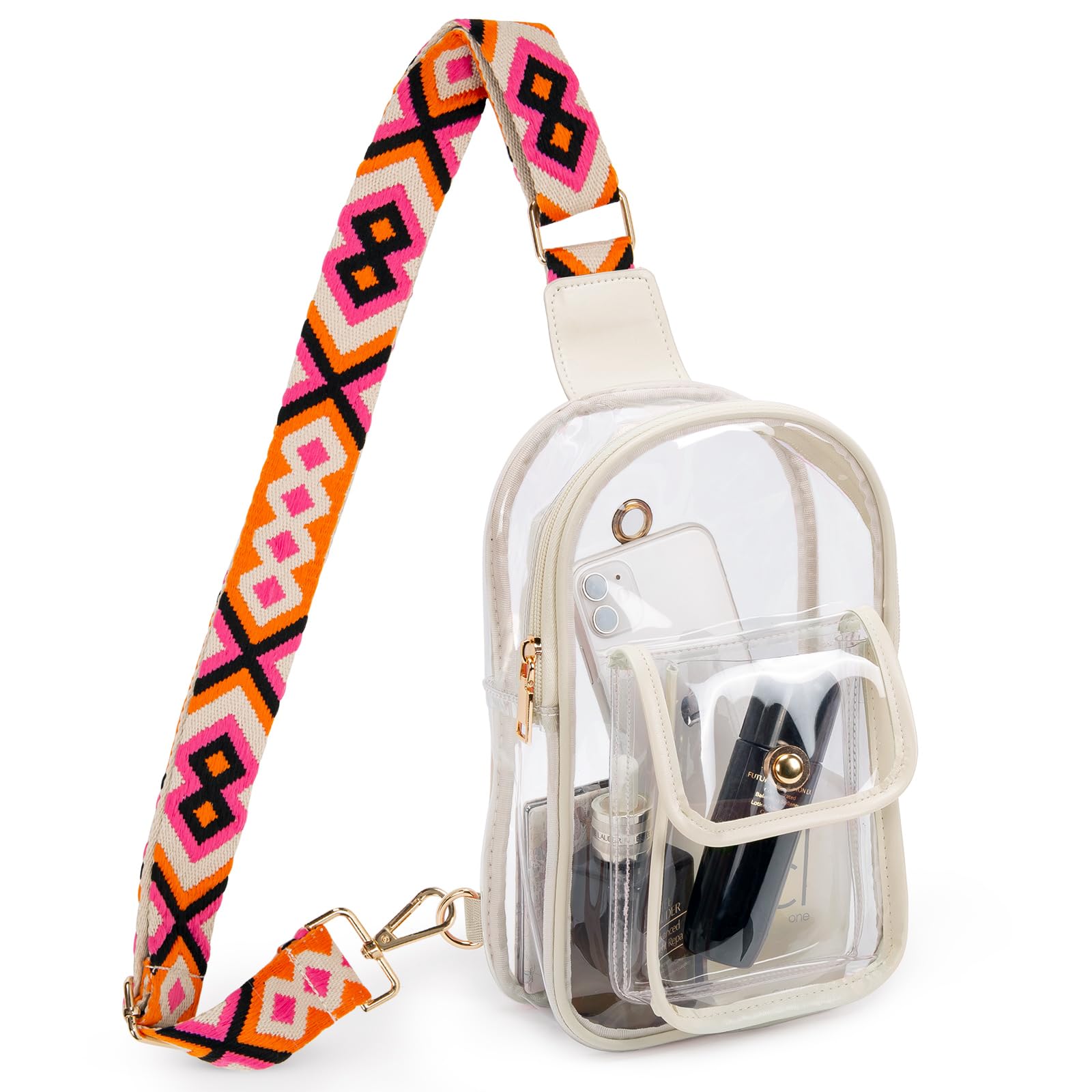 COOLOGIN Stadium Approved Clear Crossbody Sling Bag – Transparent Purse for Concerts,Sports Events,Waterproof PVC Clear Bag