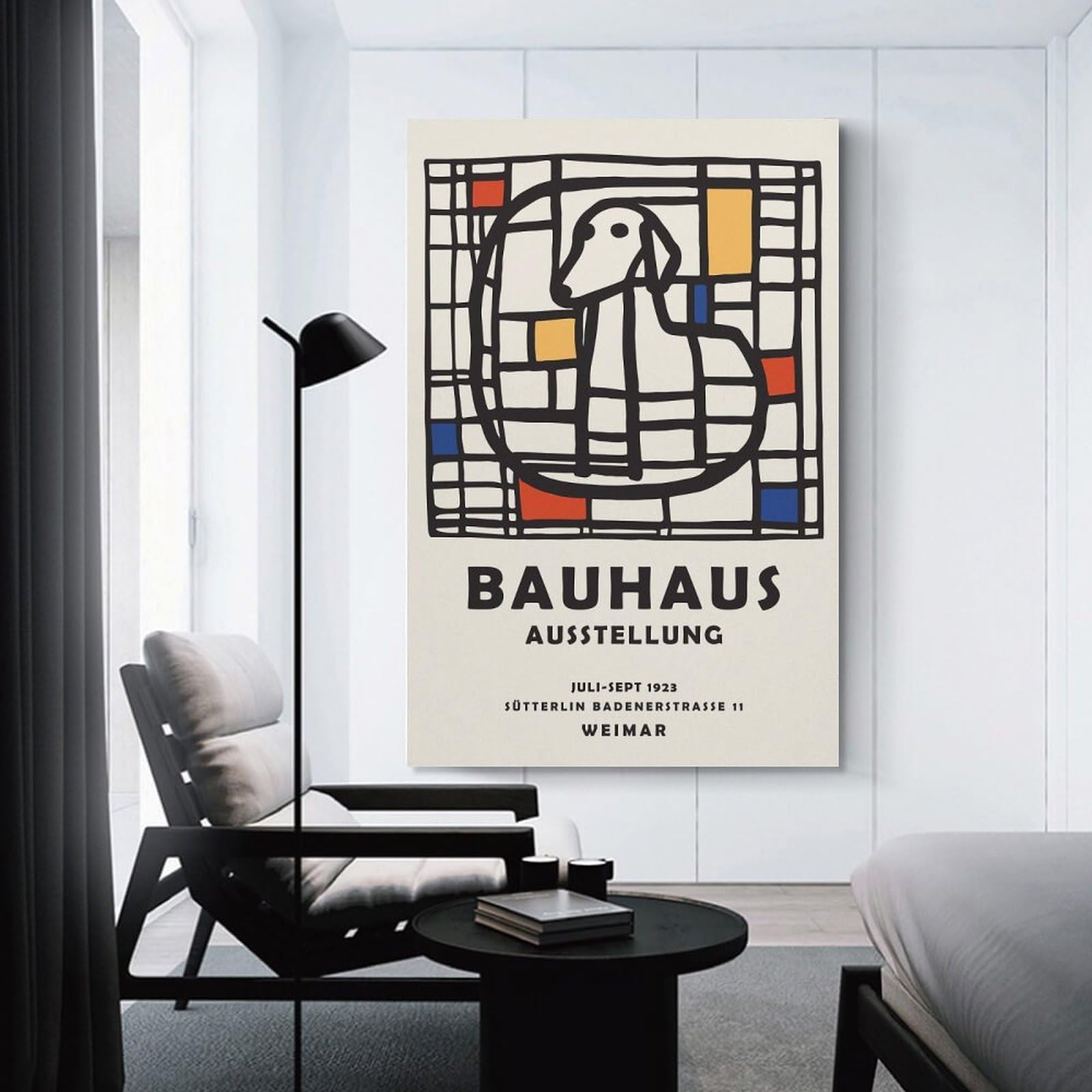 Junmoney Bauhaus Dog Decorative Canvas Print, 24x36inch(60x90cm), for Gallery Wall Decor And Room Displays, Wall Decor Suited to Curated Displays