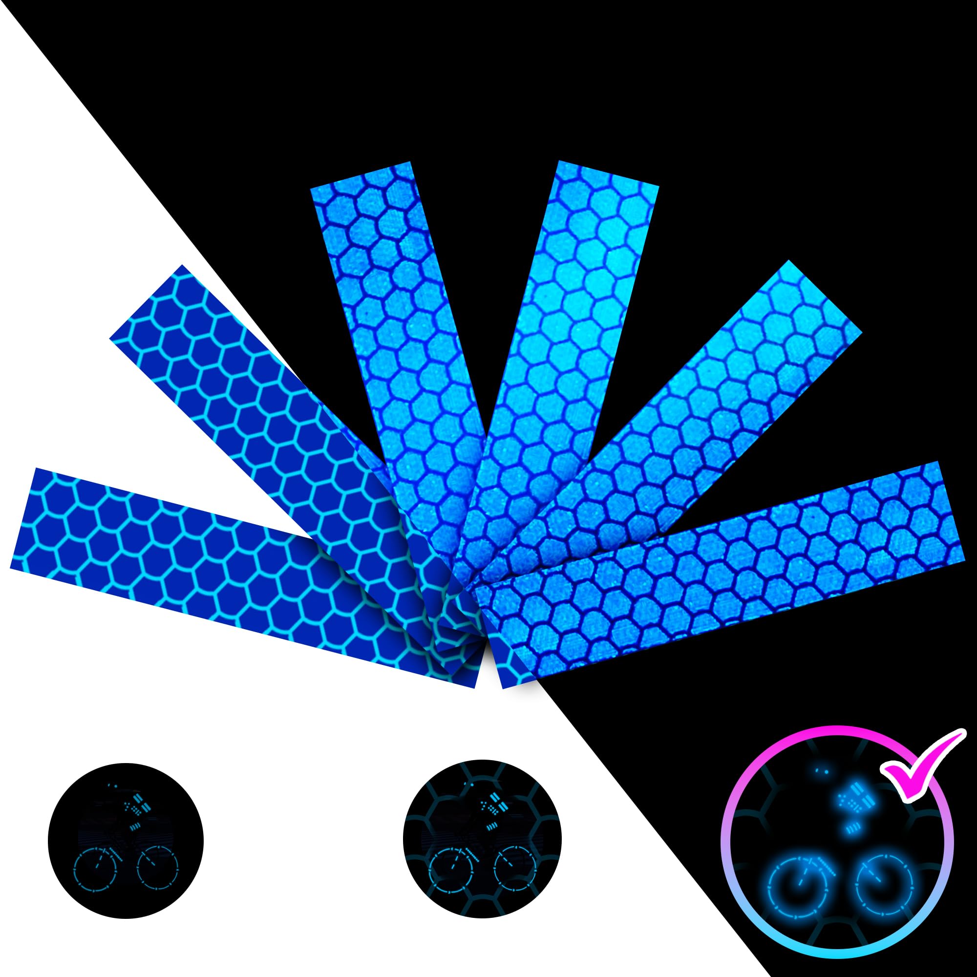 LOOM® Reflective Strips for Helmets &amp; Cars | 6pc | Blue