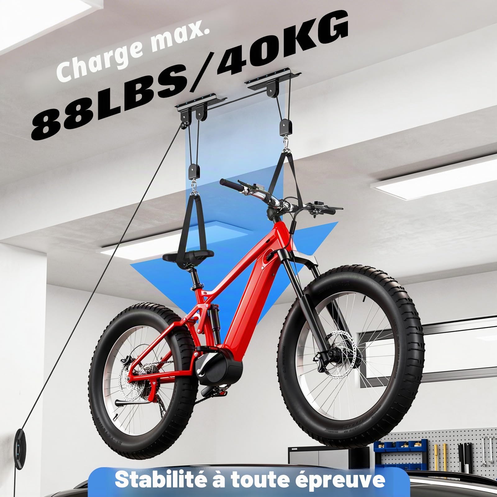Housolution Levage Vélos, [1 Pièce] Système Poulie 88Lbs
