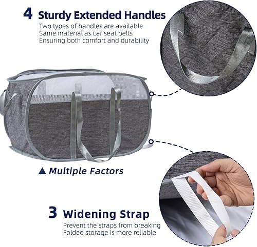 Miniatura 4 de Cesta plegable para la lavandería, cesta plegable para la ropa sucia con asas reforzadas, horizontal y a prueba de desgarros, cesta de ropa sucia