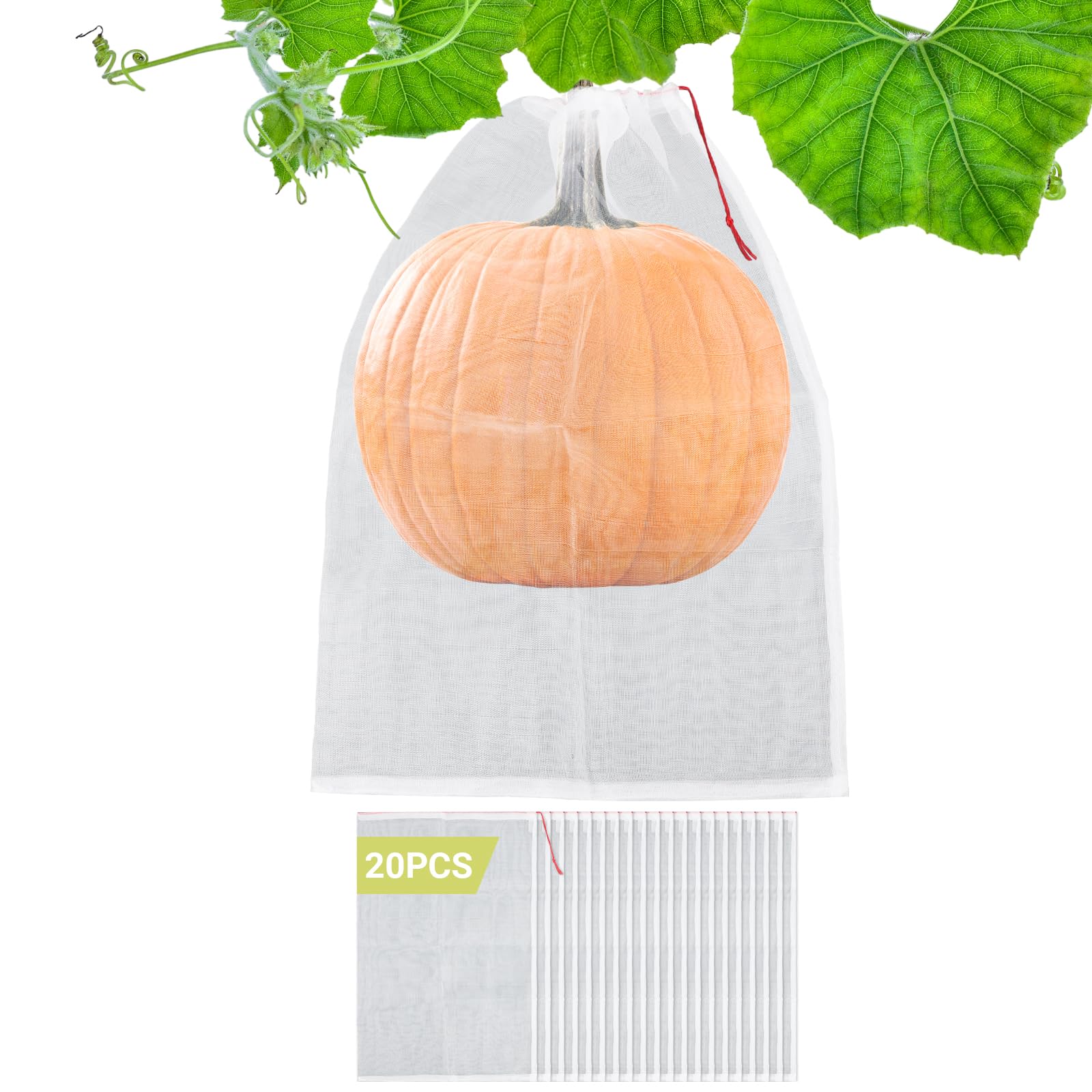 ENPOINT Fruit Protection Bags Large, 20pcs 23 x 16 inch Garden Insect Barrier Netting Bags with Drawstring, Plant Cover Bags for Tomatoes Fruit Trees Bananas Young Plants from Bugs Birds