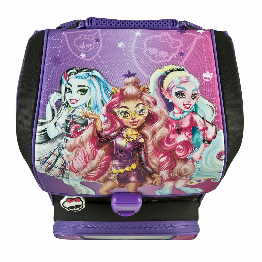 Scooli Schulranzen 1.Klasse Mädchen EasyStart Schulranzen-Set geeignet für Monster High-Fans (9tlg. mit Sporttasche, Brotdose, Trinkflasche, passend Schultüte)