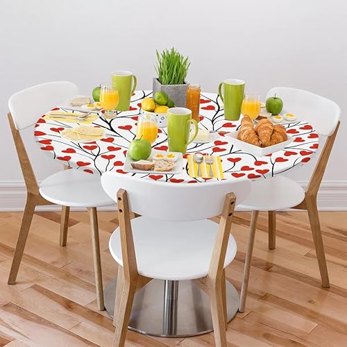 Vista 363 de cfpolar Mantel redondo ajustable de verano, hojas de palma tropical, borde elástico, mantel redondo lavable para uso en interiores y exteriores, se