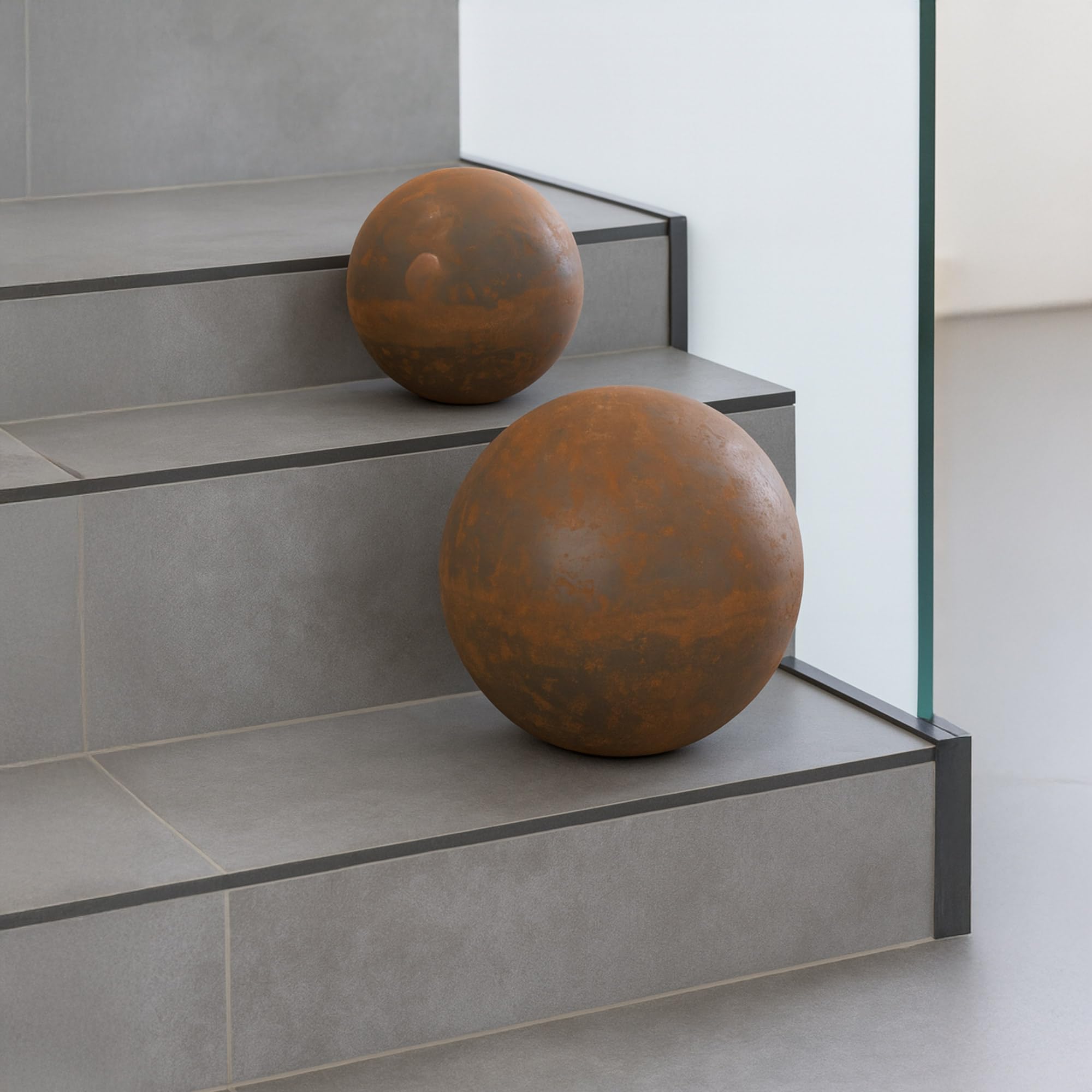 Sfera decorativa da giardino in metallo diametro 30 cm effetto ruggine
