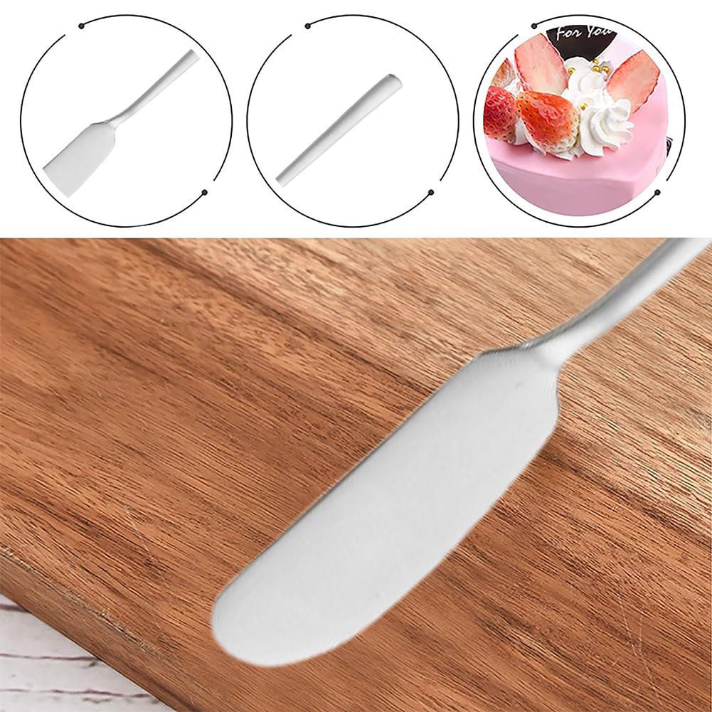 Juego de 6 cuchillos de mantequilla pequeños, de acero inoxidable, cuchillo de mantequilla, cuchillo de queso, cuchillo de postre, con tenedor de fruta, para queso, mantequilla fría, mermelada