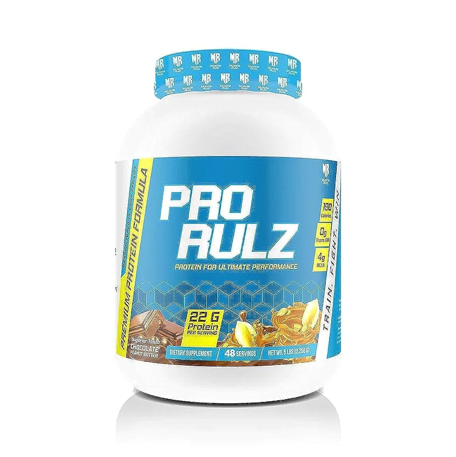 MuscleRulz Pro Rulz Chocolate Peanut Butter - Premium Protein Formula - 5lbs (48 Servings)