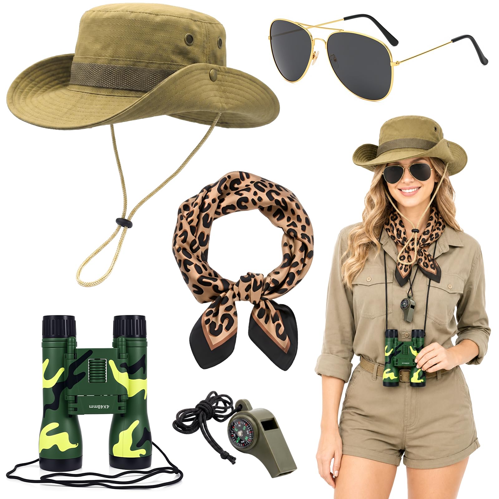 GLGHMH Safari Explorer Costume Set, Zoo Keeper Fancy Dress Kit