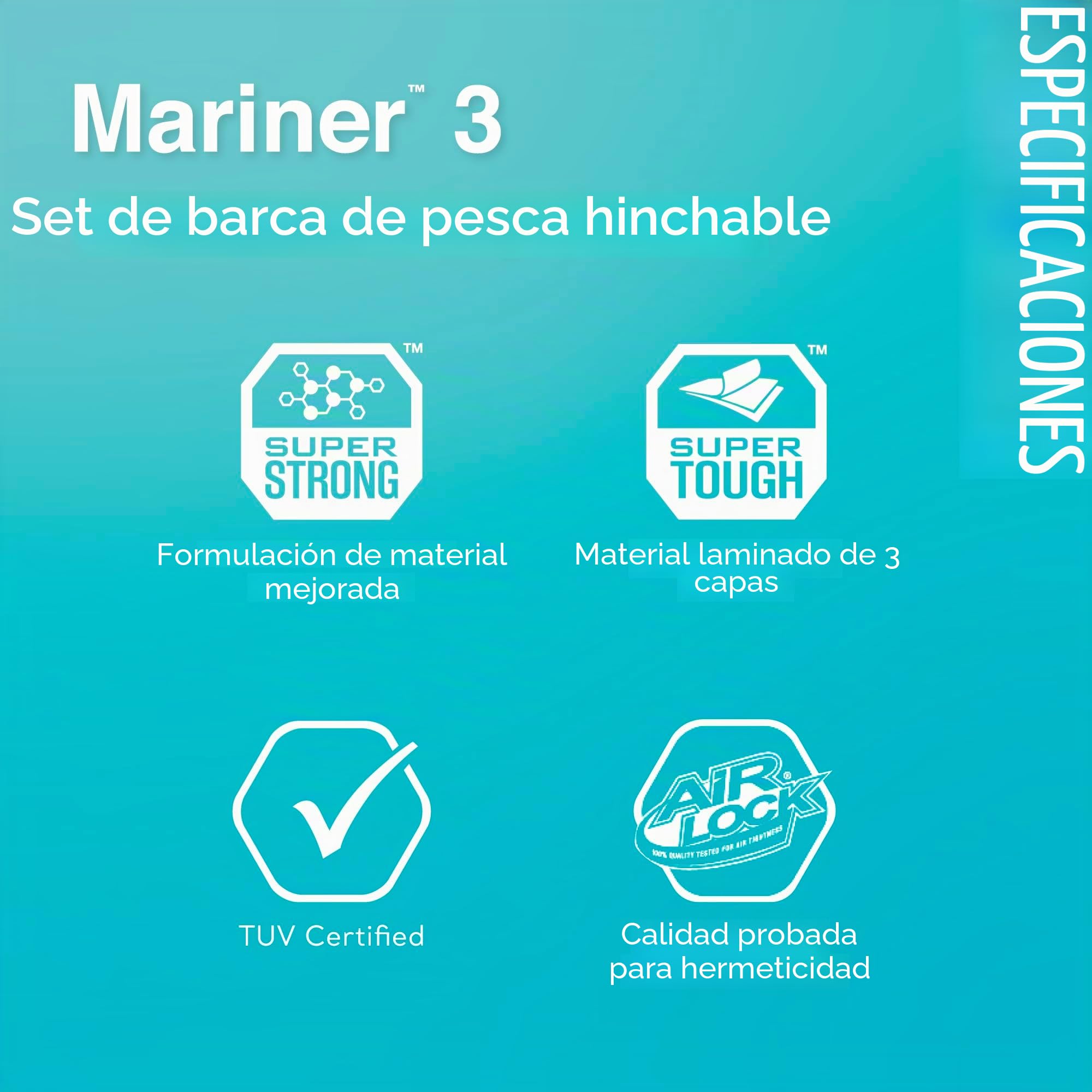 Intex Mariner - Juego de Barco Inflable para 3 Personas con remos de Aluminio y Bomba de Aire de Alta Salida (último Modelo)