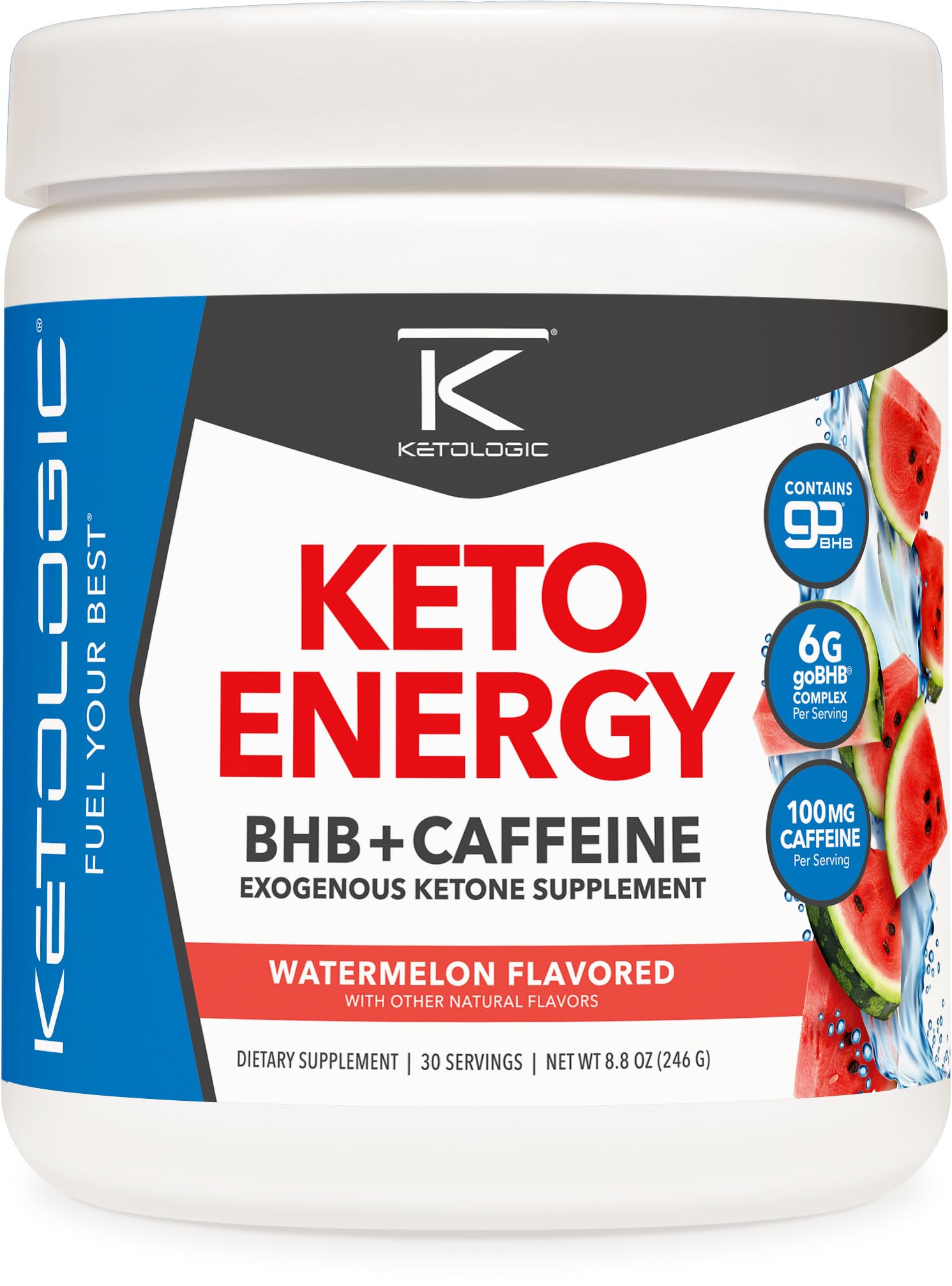 KetoEnergy BHB (Watermelon) 30 Servings - BHB + Caffeine Exogenous Ketone Supplement