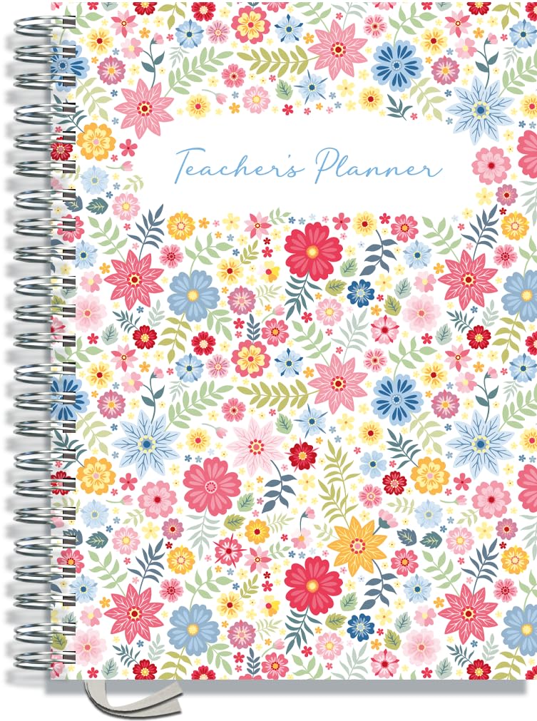 Teacher Planner 2026-2027 A4 Size by Pirongs | 5 Lesson Dated Planner for Teachers | Page a Day | Dated, Hardback, Wiro-Bound Teachers Planner - Ditsy — image 1