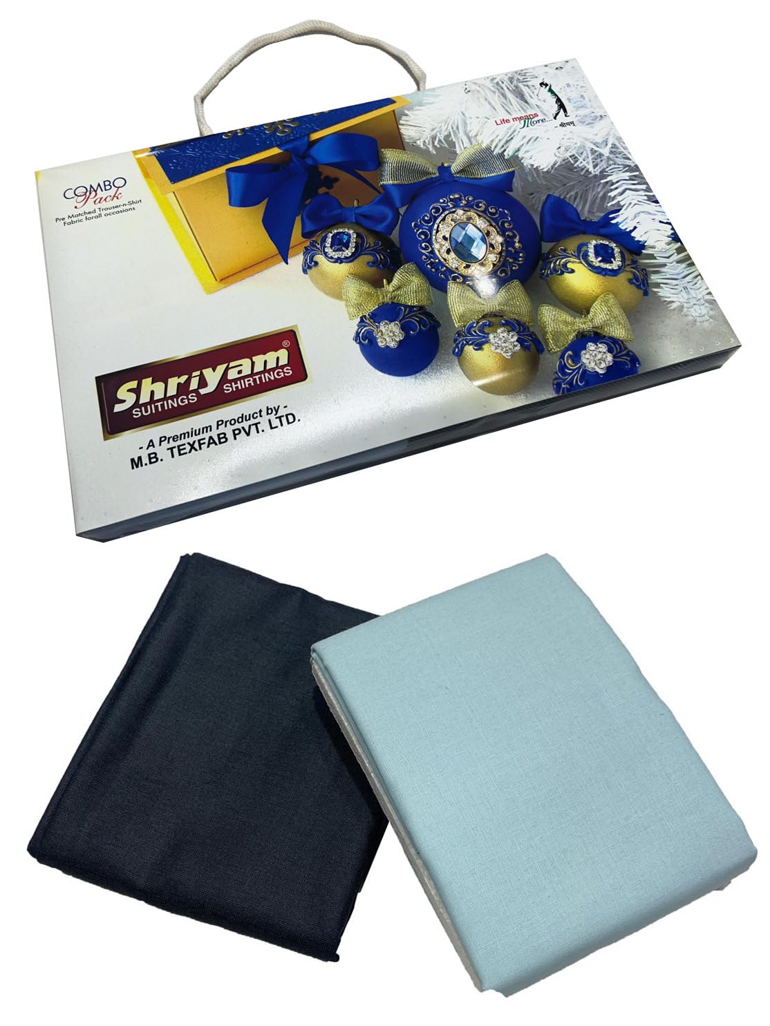 Unstitched Plain Shirt and Trouser Fabric Combo Gift Pack-Cotton Blend Material - (2.25m Shirt Cloth - 1.20m Pant Cloth, Solid Color)