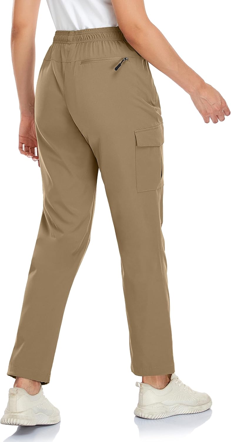 Women's Cargo Hiking Pants Camping Fishing Drift Quick Dry Water Resistant UPF50+ Workout Travel Pants 5 Zip Pockets