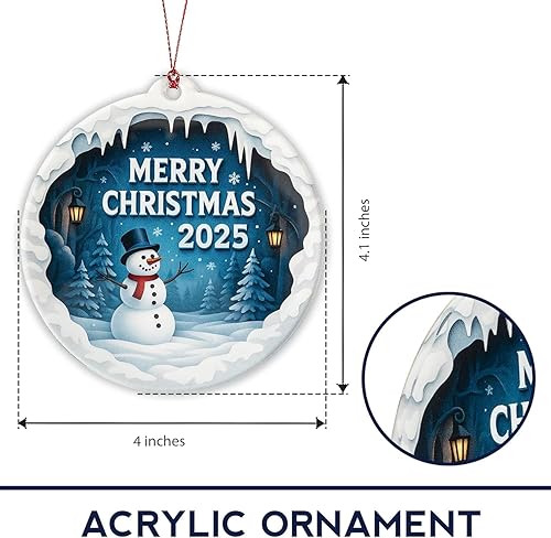 Miniatura 5 de Adornos de muñeco de nieve para árbol de Navidad, adornos de Navidad 2025, decoración de Feliz Navidad 2025, lindo adorno de Navidad de muñeco de