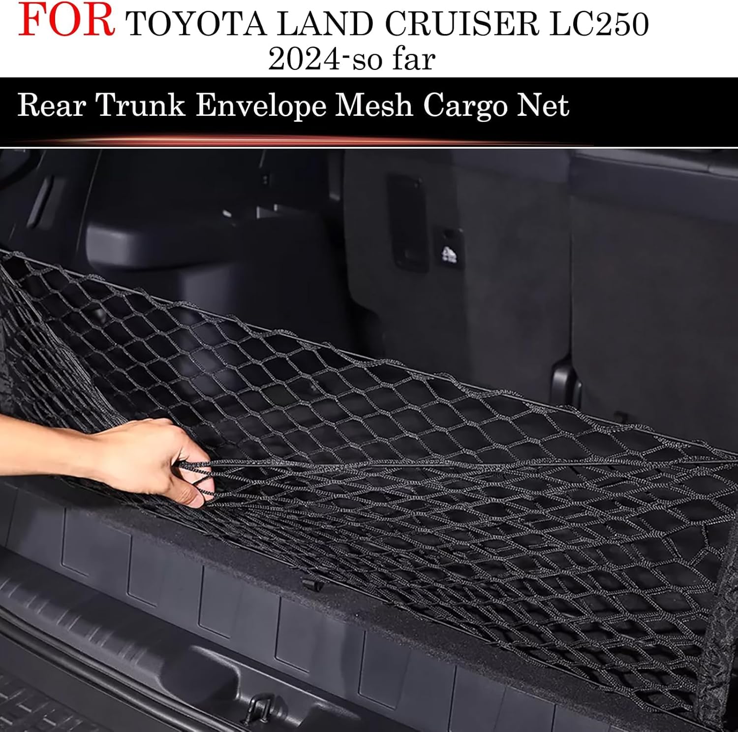 2 Pcs Trunk Organizer Cargo Net for 2024 2025 2026 Toyota Land Cruiser 250 1958 Prado Lc250 J250,Envelope Style&Rear Trunk Floor Style Cargo Net Car Trunk