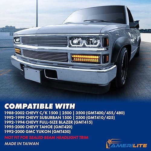 Miniatura 8 de AmeriLite - Faros delanteros de repuesto, con barra de halo LED, para camioneta, SUV.