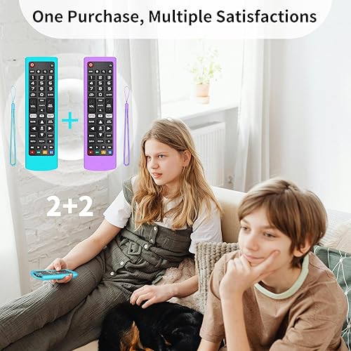 Miniatura 7 de Paquete de 2 + 2 unidades, control remoto de repuesto, sin configuración, compatible con LG TV remoto con funda protectora de silicona suave