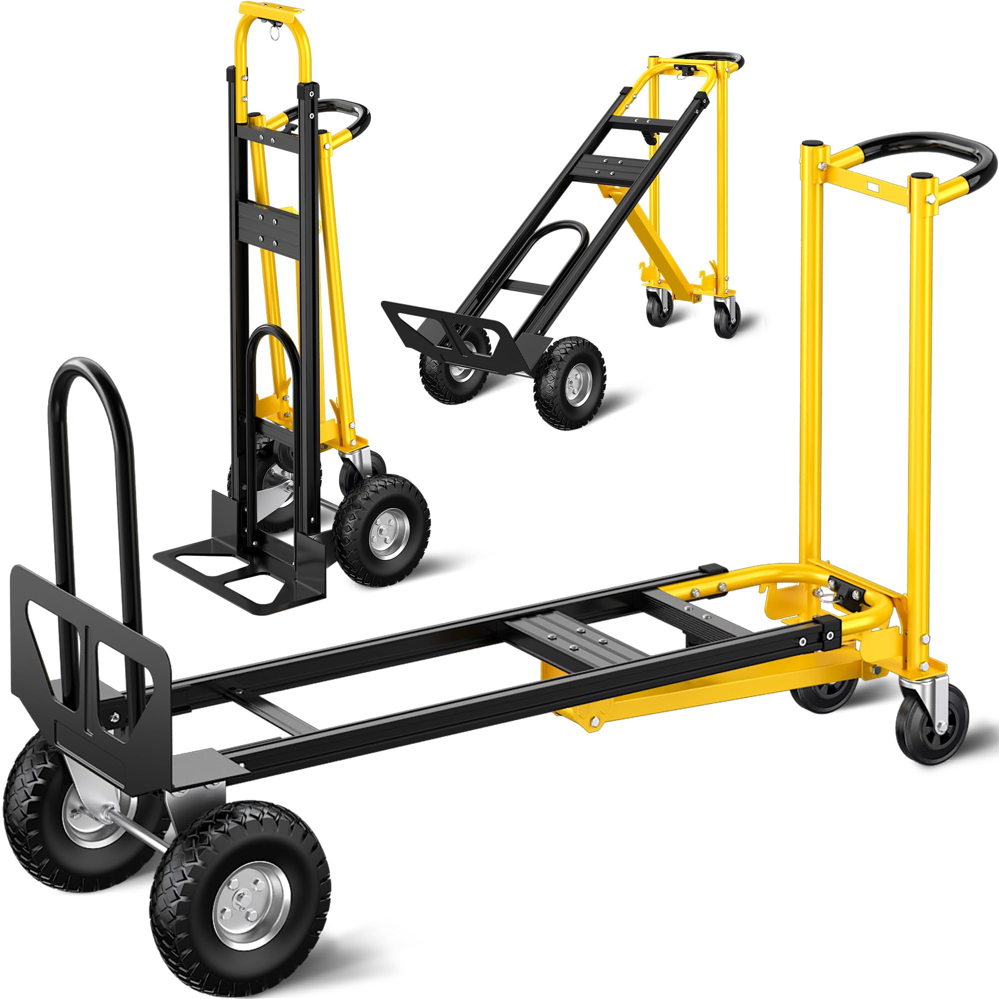 LDHTHOPI 3IN1 Sackkarre Klappbar MAX 454KG,Aluminium Transportwagen mit vollgummireifen,Rollen Schwerlast Plattformwagen für Umzüge von Haushalten, Büros und Lagern